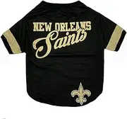 NFL New Orleans Saints T-Shirt for Dogs & Cats, Medium. Football Dog Shirt for NFL Team Fans. New & Updated Fashionable Stripe Design, Durable & Cute Sports PET TEE Shirt Outfit