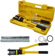 16 Ton Hydraulic Wire Battery Cable Lug Terminal Crimper Crimping Tool with 11 D
