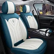 DENGFU Car Seat Covers Universal Set for Renault Clio Duster Clio 4 EspaceLeon Ibiza Mitsubishi Lancer X Pajero Outlander Lancer Car Accessories Blue White
