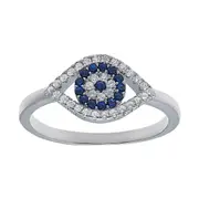 Evil Eye Ring with Cubic Zirconia in Sterling Silver