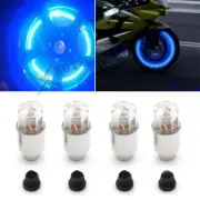 Ice Blue LED Auto Wheel Tyre Tire Air Valve Stem Cap Lights Bulbs Accessories 4x