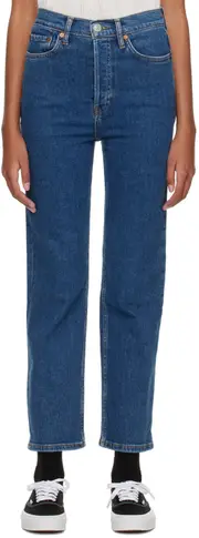 RE/DONE 70s Ultra Rise High Waist Cropped Jeans 25,26,27 Blue