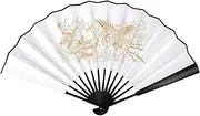[Generic] Silk Folding Fan, Traditional Hand Paper Fan, Handheld White Traditional Creative Dancing Props for Party Dance Decoration