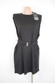 Pilgrim Everleigh Dress Womens Size 12 Black T shirt Shift Sleeveless Belt new