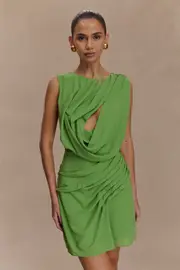 Oria Chiffon Mini Dress - Green