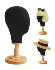 Wig Head Stand 21 Inch Mannequin Head Hat Stand Linen Wig Holder Fabric Wig S...