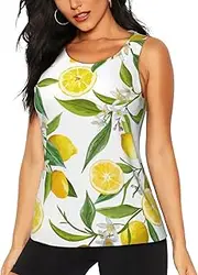 [OAZCVBNN] Fresh Tropical Lemons Print Hot Summer Sleeveless Tops Athletic Tank Tops Gym Active Lifestyles Casual Outings