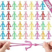 Easter Gifts for Kids, 36 Pcs Bendy Easter Bunnies Bendable Bunny Assorted Color Rubber Sticky Rabbit Stretch Bunny Toy for Boy Girl Easter Egg Hunt Party Favor Easter Basket Stuffer Classroom Prize