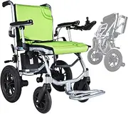 Lightweight Foldable Electric Wheelchair Folding Wheel Chair for Seniors Adults, Travel Size, Weights Only 30 Lbs, Airplane Ready Motorized Powerchairs (Color : Green)