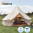 PORIYA 4M 4-Season Canvas Bell Tent Waterproof Canvas Glamping Yurt Teepee Tents