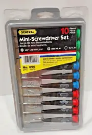 General Tools Mini-Screwdriver 10 Piece Set No. 690 Precision Color Coded New