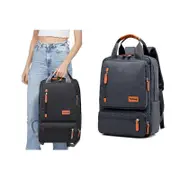 Men Large Capacity Canvas Backpack Laptop Notebook School Travel Bag-Dark Gray