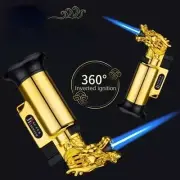 Gold Dragon Metal Single Blast Jet Flame Windproof Welding Torch Cigar Tool
