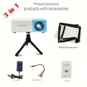 Portable Mini HD LED Projector with 72-Inch Screen and HDMI/USB Support