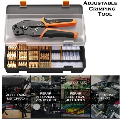 Wire Terminal Connector Crimping Pliers Tool Kit AWG Crimper Male Female Spade