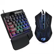 JX200 One Hand Wired Mechanical Gaming Keyboard and Mouse Kit 35-Keys Mini Keypad RGB Backlit for Phone Laptop Tablet Po