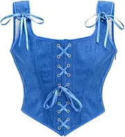 [OFFSUM] Women's Sexy Corset - Fashion Solid Color Crop Top Lace Up Adjustable Side Zipper Backless Large Size Shapewear Party Club Lingerie Vest