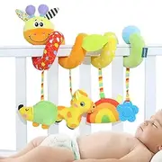 Stroller Activity Toy,Plush Giraffe Squeaky Baby Car Seat Stroller Crib Toys - Interactive Sensory Activity for Baby Carrier, Crib Mobile