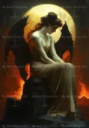 SUCCUBUS LILITH EVIL ART PRINT, Underworld Wings Decor, Demon Witch Poster F568
