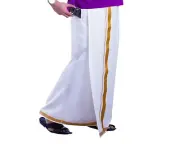 COTTON pocket dhoti For Men Jari Border Pocket Stitched Dhoti waist size 28 "
