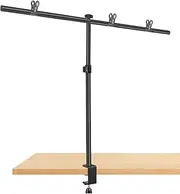 HEMMOTOP Photography Tabletop Backdrop Stand, Width 39.4 in and Adjustable Height 15 in - 35.4 in, Desk Mount Photo Backdrop Hoder with 3 Metal Clips for Background Paper