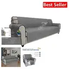 Protective Grey Sofa Slipcover - Machine Washable, Non-Slip for Pets & Kids