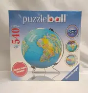RAVENSBURGER THE EARTH 3D PUZZLE BALL 540 PIECE WORLD GLOBE W STAND NEW SEALED
