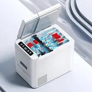 PP-Kic Outdoor Camping Refrigerator, Beauty Skin Fridge, 28L Car And Home Dual-Purpose Freezer, Large Capacity Icebox, Ideal for Car And Office Use, White