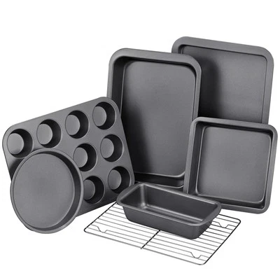 Baking Pans Sets, Nonstick Bakeware Sets 7-Piece with Round/Square Cake Pan, ...