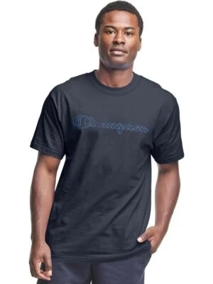 Champion 3-D Hollow Logo Classic Jersey Contrast Stitch Tee Navy GT58H 586320 03