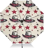 [PDZRMY] Cap Art Red UV Protection Travel Umbrella Compact for Rain and Sun - Auto Open and Close UPF 50+ Windproof Portable 46” Sun Umbrella for Women and Men
