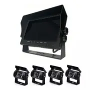4 Channel Split 7" Screen Monitor W/4 Reversing Camera Kit For Truck Trailer Bus Rear View Monitors/Cams & Kits
