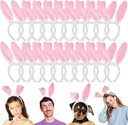 Jutom Bunny Ears Headband 24 Pcs Cute Plush Rabbit Ears Cosplay Bunny Costume for Adult Kids Halloween Birthday Party Favors