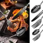 Luxury Cutlery Set Steak Knife Fork Spoon Cake Dinnerware Stainless Steel 24Pcs