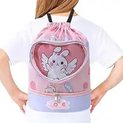 Kids Swim Bag, Waterproof Beach Backpack, Dry Wet Separated Design, Lightweight Cartoon Drawstring Bags, Perfect for Pool, Gym Activities, Water-Resistant Storage, 36x30cm