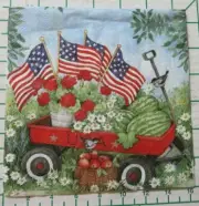 Two Decorative Luncheon Napkins for Decoupage "Patriotic Wagon"