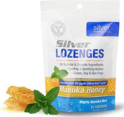 Silver Biotics Colloidal SIlver Lozenges | 60 PPM Ag?O? SilverSol | Immune Suppo