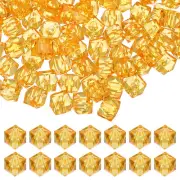 12mm Acrylic Cube Faceted Beads, 100 Pcs Diamond Spacer Beads, Gold