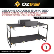 Oztrail Deluxe Double Bunk Bed Camping Camp Sleeping Portable Bed Cot Green