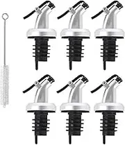 CAASFOOY 6 Pcs Liquor Bottle Pourers Set, of Olive Oil spout Anti-Leakage Nozzle Kitchen Oil and Vinegar Bottle Stopper Wine Dispenser with dust Cap Wine Pourer Salad Dressing Dispenser
