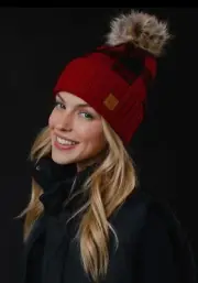 Red & Black Buffalo Plaid Beanie - Boutique / Boho Fashion / High Sell Through