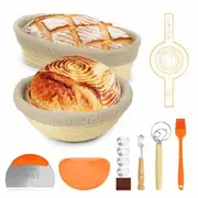 9+10 Inches Sourdough Bread Proofing Basket Set With Liners Bread Making Supplies Tools For Sourdough Bread Baking