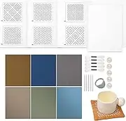 Coasters Kit, Water Soluble Patterns - Water Soluble Hand Sewing Kit, Hand Sewing Kit, Needle and Fabric Kit for Hobbies