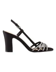[NINA] Avaley Sandals in Black Luster Satin
