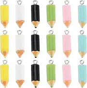 [SUNNYCLUE] 1 Box 36Pcs Teacher Charms School Charm Colorful Resin 3D Crayon Charm Back to School Teacher's Day Funny Pencil Charms Stationery Crayons Charm for Jewelry Making Charms DIY Craft Supplies,