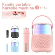 Portable Bluetooth Karaoke Speaker Machine Microphone RGB LED Light Mini KTV NEW