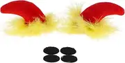 X AUTOHAUX Motorcycle Helmet Accessories Decoration Red Demon Horns with Yellow Fluff for Motorcycle Bicycle Skiing Helmets Red Yellow Plush Stickers 1 Set