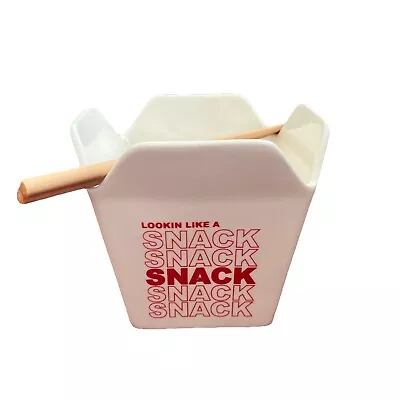 “Looking Like A Snack” Ceramic Take Out Noodle Bowl With Chopsticks