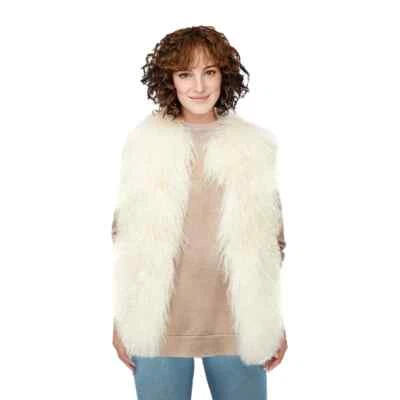 UGG ABBEY MONGOLIAN SHEARLING VEST - CREAM - SHEEPSKIN -SIZE XS - NWT