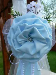 Wedding decor. Chair Bows, Pew Bows, Blue White, Church Aisle decoration